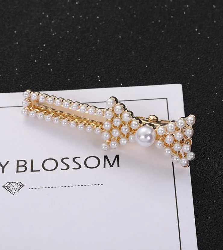 Fashion beautiful girl hairpin imitation pearl gold hairpin,clip in hair extension, wholesale girl jewelry