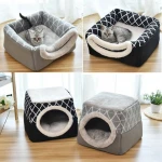 Fashion Breathable Wear-Resistant Bite-Resistant Foldable Pet Nest House Semi-Enclosed Cat Bed Cushion