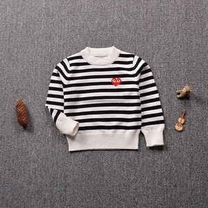 Fashion Embroidery Kids Sweater Stripe Cotton Children Knitted Pullover Sweater