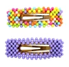 Fashionable Rectangle metal hair clips Rainbow plastic Beads decorated stainless BB clips hair pin girls barrettes in Daily life