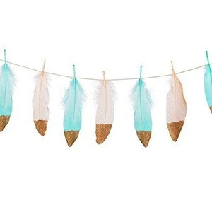Feather Garland for Bohemian Teepee Baby Shower Party tea party supplies boho decor Xmas Tree Decor rustic wedding decorations