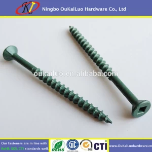 Flat head robertson green coated decking screws