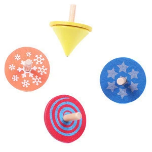 For Kids 2019 Kindergarten Learning Mini Five Coloful Rainbow Wooden Spinning Tops Educational Gyroscope toy