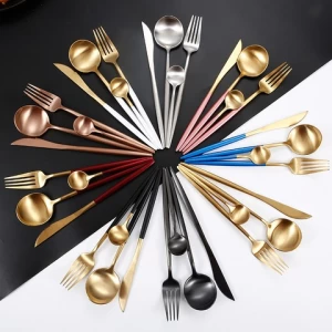 Fork Creative Design PVD Gold Plated Gold Cutlery Set Stainless Steel Flatware Sets