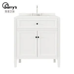 Foshan Bathroom Vanity With Carrara Marble Top and sink, white, 32