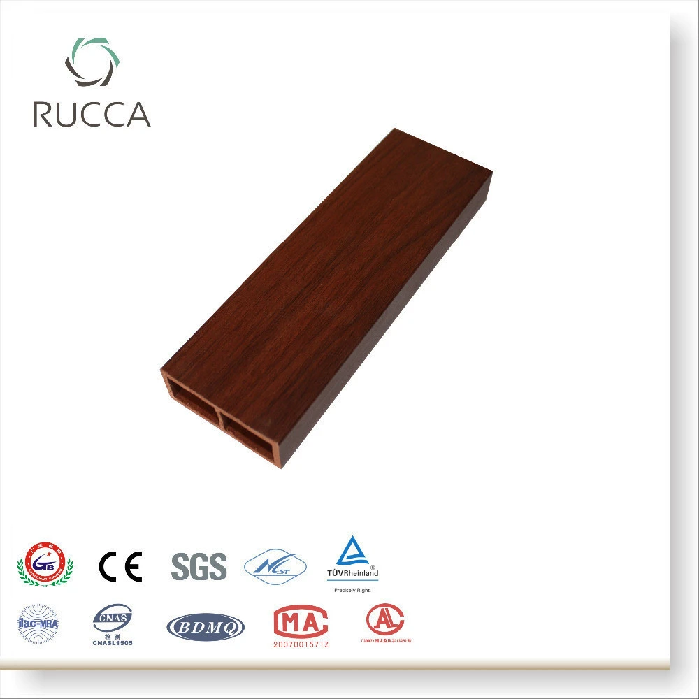 Foshan Rucca Wooden door slats red sandalwood panel/ WPC Timber Tube New Building Construction Material 65*25mm