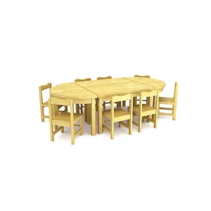 Four seat school children wooden funiture kids furniture wooden table and chairs