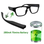 Full HD 1080P No Pinhole Mini Hidden Spy camera eyewear with video voice recording 280ma detachable battery legs