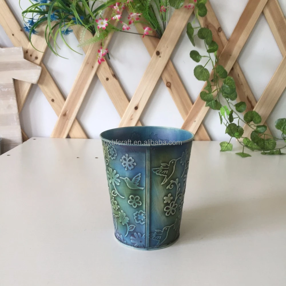 Galvanized Steel Metal Floral Vase tin pail/antique pot/flower vase