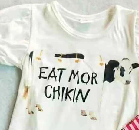 Girls Little Cow Print White Top Puff Sleeve T-Shirt Boutique Clothing Set Summer / Autumn Clothing Baby Girl Clothing