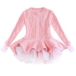 Girls Sweater Knitted Dress Long Sleeve Warm Sweater Winter Elegant Girls Dress