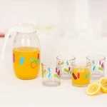 glass drinkware and cup set with decal
