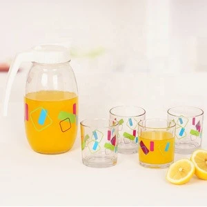 glass drinkware and cup set with decal