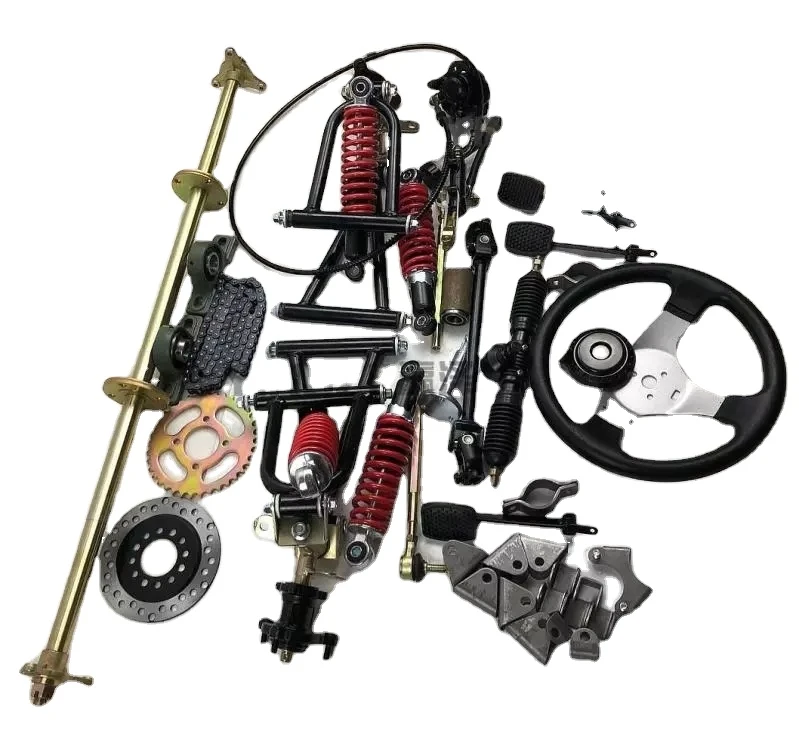 GO KART KARTING ATV UTV 1M Rear Axle Steering Gear Rack Pinion Tie Rod Steering Wheel Brake Pump With Control Swing arms