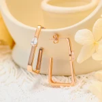 Grace Jewelry Modern Design C Hook Shape Pear Cut CZ Zirconia 925 Silver Rose Gold Plated Earrings for Women