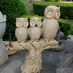 Granite stone owl sculpture for garden