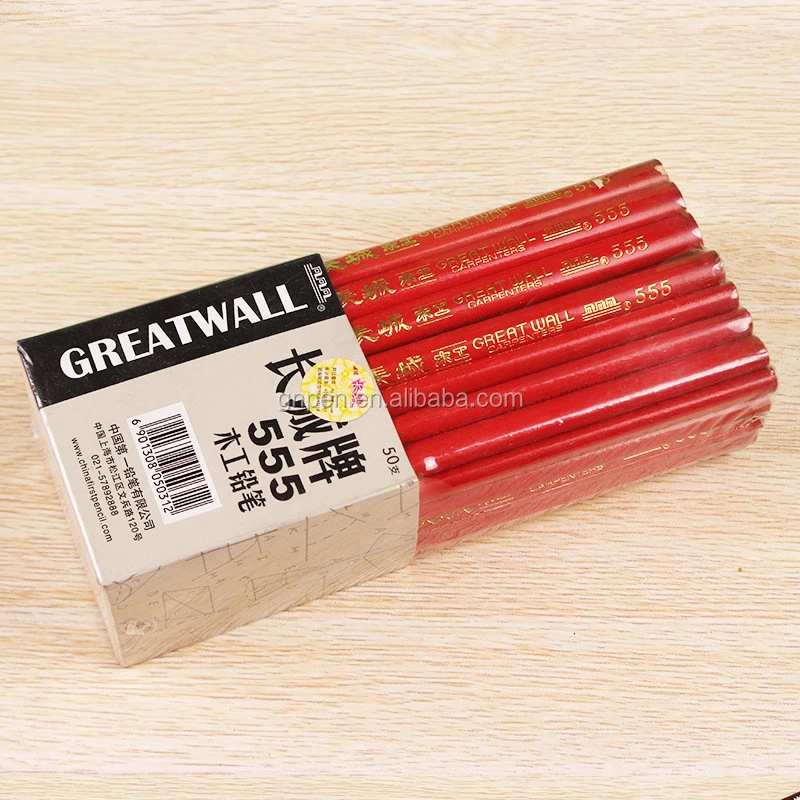 Great wall 555 flat Elliptical pencil Standard pencils size B wooden black carpenter pencil