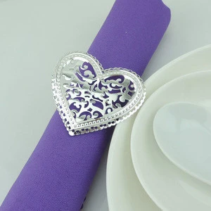heart shape silver metal napkin ring for napkin decoration