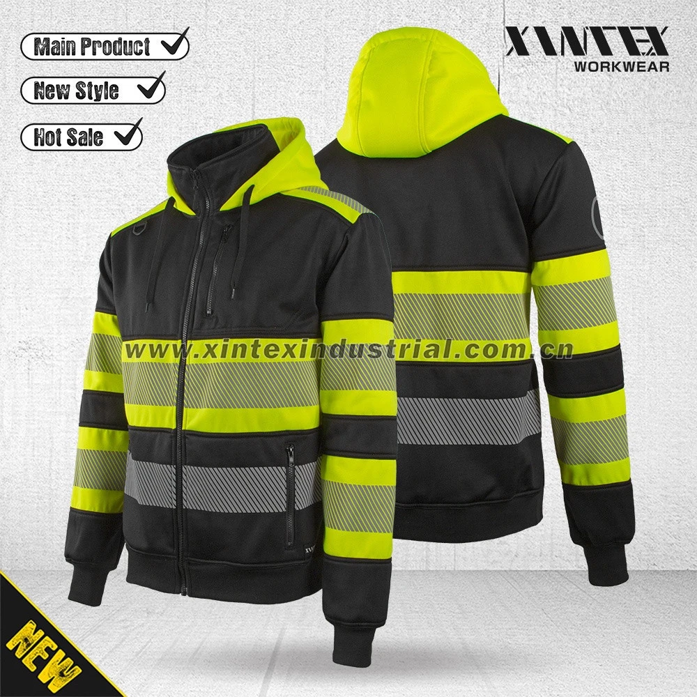 Hi-vis safety hooded jacket EN 20471 class 1work uniform workwear  High Visibility Reflective Strips Sweat Shirt