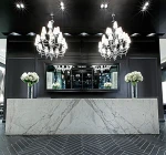 High end beauty salon furnitures wood display counters for nail polish and front desk reception beauty salon