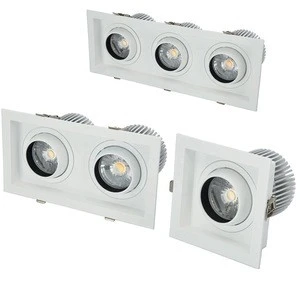High performance aluminum square mr16 fittings triple heads cob led grille spot light downlight