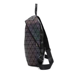 High Quality PU leather Geometric Women Backpack Luminous Mens Travel Shoulder Bag Rucksack