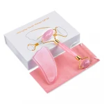 High quality rose quartz gua sha tool set facial massager jade roller with free gift
