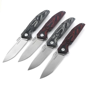 High Quality Sharp Cutter Safety Utility Knife D2 Steel Pearlite Stonewash Blade Customized Two-Color G10 Handle Folding Knives