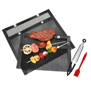 High Temperature Resistant  Reusable  Easy to Clean Non-Stick BBQ Mesh Grilling Bag FOR  Grill PTFE Toaster Oven Bags