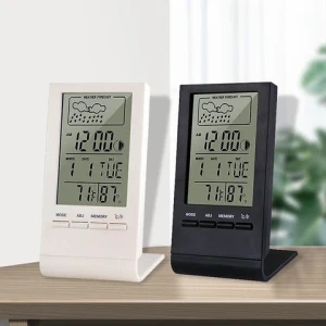 Home Decor White And Black Lcd Desk Clock Digital Smart Digital Alarm Clock Weather Station Clock