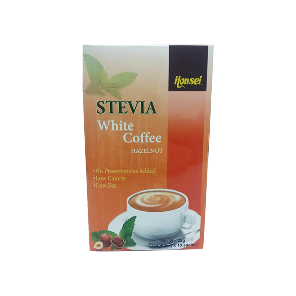 Honsei Natural Stevia Sweet Hazelnut White Flavored Instant Coffee Brands