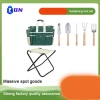 Hot Folding Stool Storage Bag with 5 Basic Digging Garden Tools Kit Handle Set Digging Cutting ergonomic and  Small Garden Hand