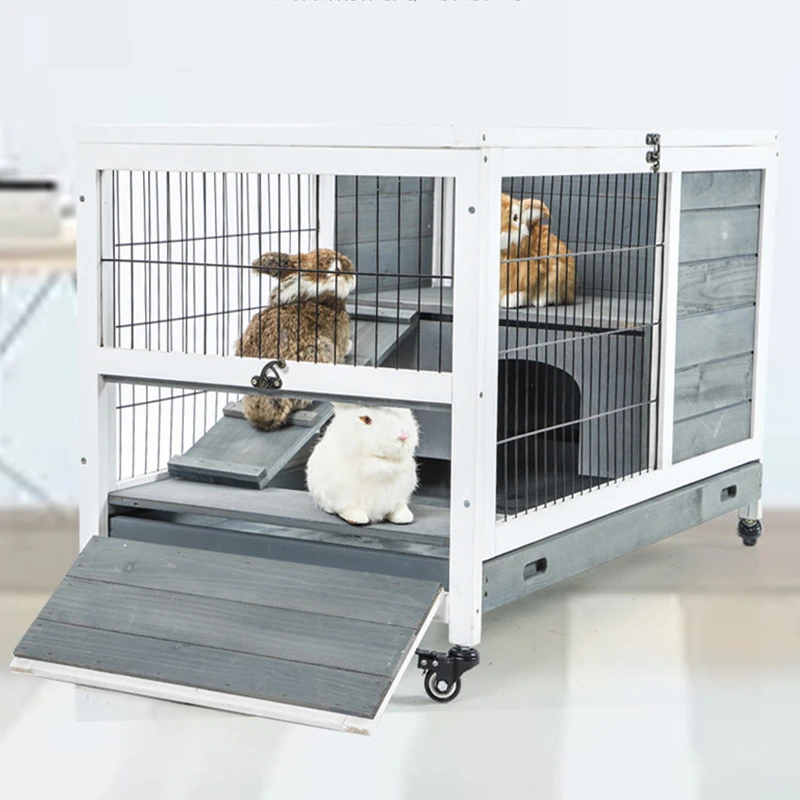Hot Outdoor Poultry House Bunny Cage for Small Pets Backyard Wooden Rabbit Hutch