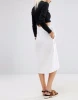 Hot Promotion Pretty White High Waist Midi Linen Wrap Long Skirt Lightweight Asymmetric Hem Ladies Skirt