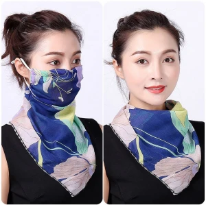Hot Sale Printed Chiffon Hijab OEM Cheap Customized Silk Neck Face Scarf Hanging Ear Neck Scarf