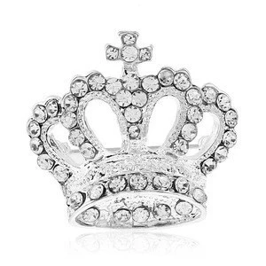 Hot Sale Wedding Bridal  Crown Brooch Shinning Clear Rhinestone Silver Plated king Cross Pin Brooch
