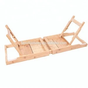 Hot Sell Bamboo Bathroom Frame with Extending Sides Expandable Shower Bath Tub Tray Bamboo Bathtub Tray