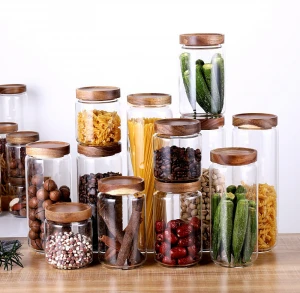 Hot Sell Round Transparent Airtight Glass Jelly Candy Cookie Snacks Storage Jar Flour Rice Cereal Kitchen Food Glass Jar