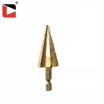 Hot selling 3pcs hss titanium coated step drill bit set with slide packing