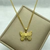 Hot Selling High Quality Personalized Wholesale Price 18K Gold Plated Stainless Steel Butterfly Pendant Necklace