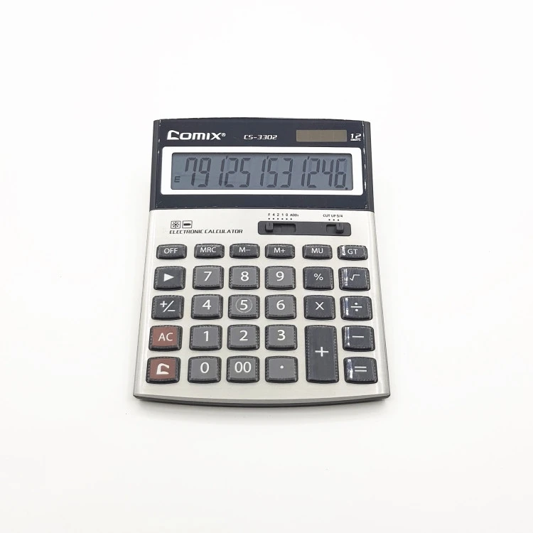 hot selling office dual power 12 digits gray desktop calculator