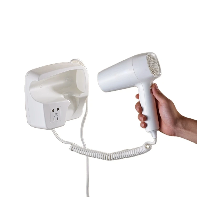 Hotel Bathroom Wall Mounted Hotel Electrical Hair Dryer with Shaver Socket 1600W