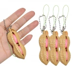 HuaMJ  Amazon Hot Squishy Squeeze Pea Bean Peanut Anti Stress Fidget Key Chain Pops Its For Llavero Stress Pops Its Keychain