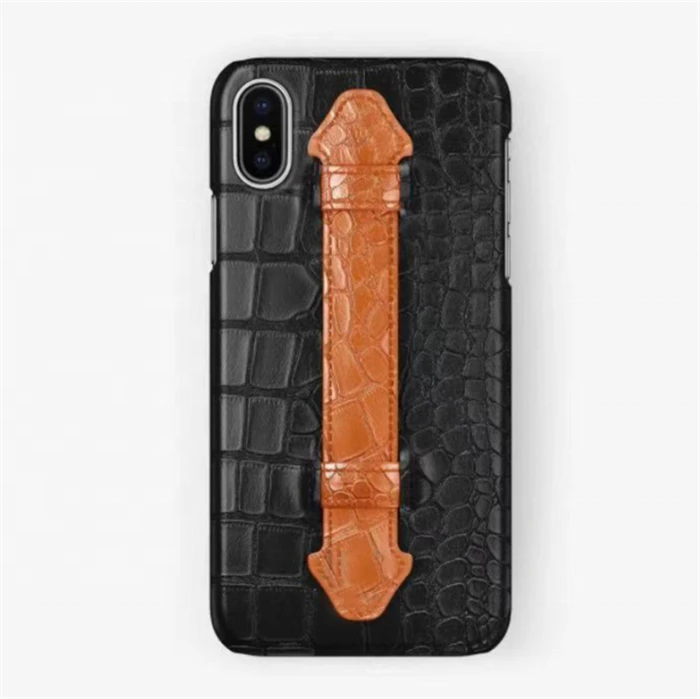 Ins Hot Sales Genuine Leather Embossed Crocodile Pattern Mobile Cell Phone Case Cover With Handle