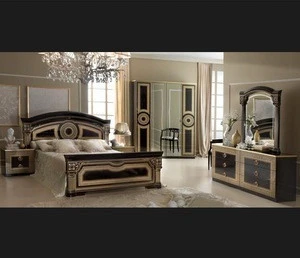 italian black golden dark color bedroom furniture set