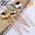 Import Italian crystal brass luxury wedding used flatware set gold plated 304 stainless steel edible tableware from China