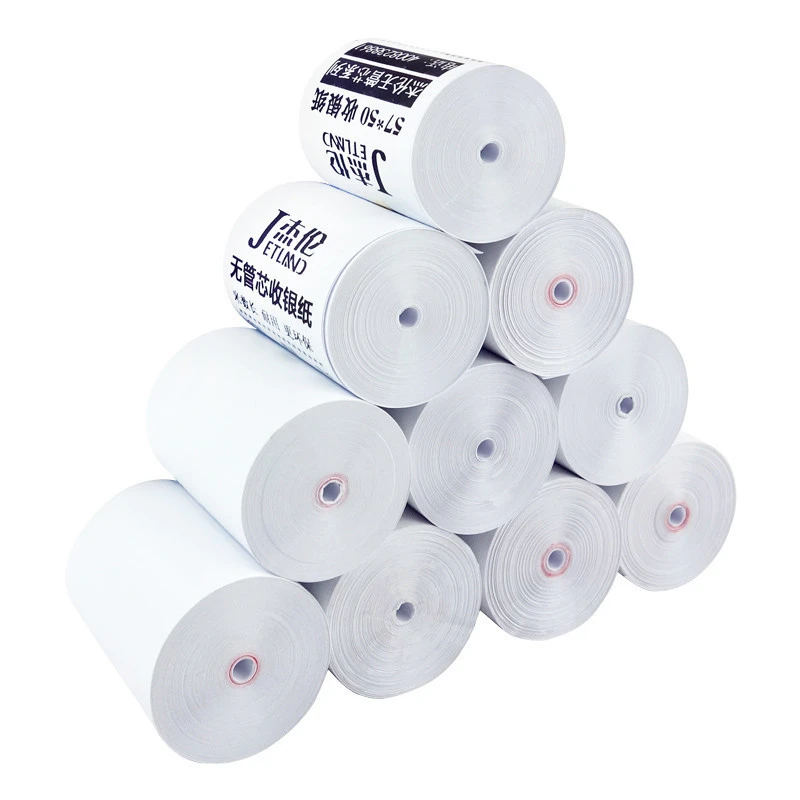 Jetland BPA free  thermal paper rolls  57mmx50mm coreless 100rolls per carton