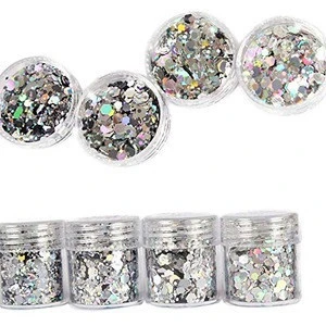 Jingxin Gold Silver Body Chunky Glitter Makeup, Holographic Flake Cosmetic Sequins Glitter Sparkle Mixed Glitter for decoration