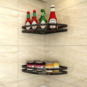 JX- Kitchen Triangle Seasonings Storage Rack Fan-shaped Corner Shower Caddy Wall Mounted Toilet Shampoo Shower Gel Storage Rack