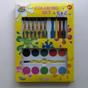 kids 21pcs coloring brushes crayons color pencils water colors  sets